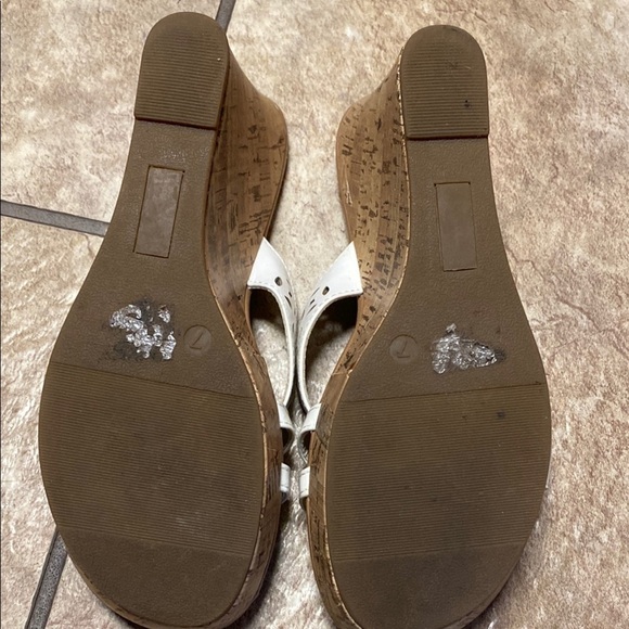 White Size 7 Cork Heeled Wedge Sandals - Picture 7 of 8